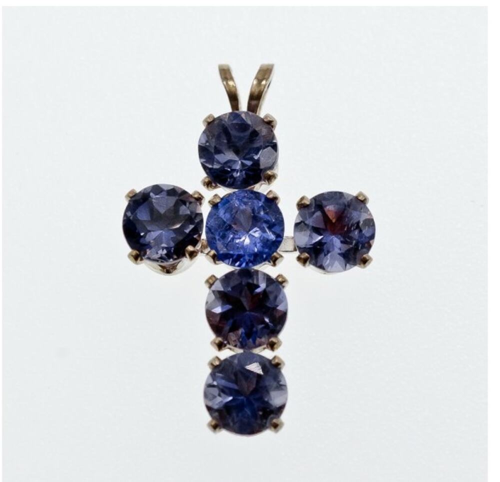 925 Sterling Silver Tanzanite Cross Pendant